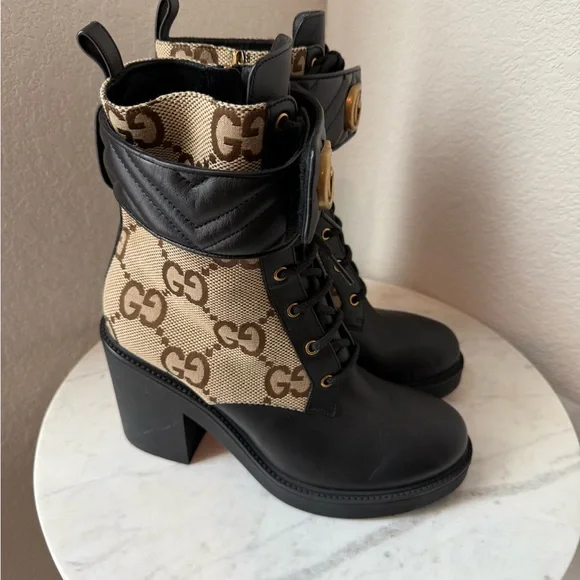 Gucci Women's Black and Brown Lace-Up Boots - Picture 3 of 5